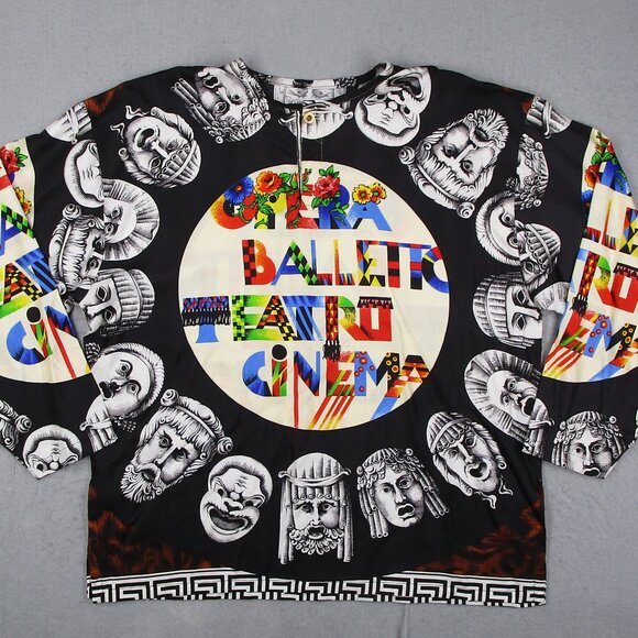 Gianni Versace Shirt Mens Large Opera Balleto Teatro Silk 90s Custom READ*